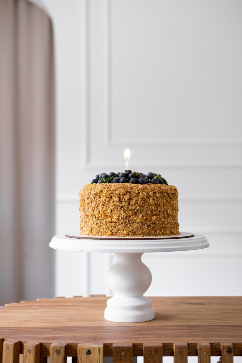 A cake sitting on top of a wooden table